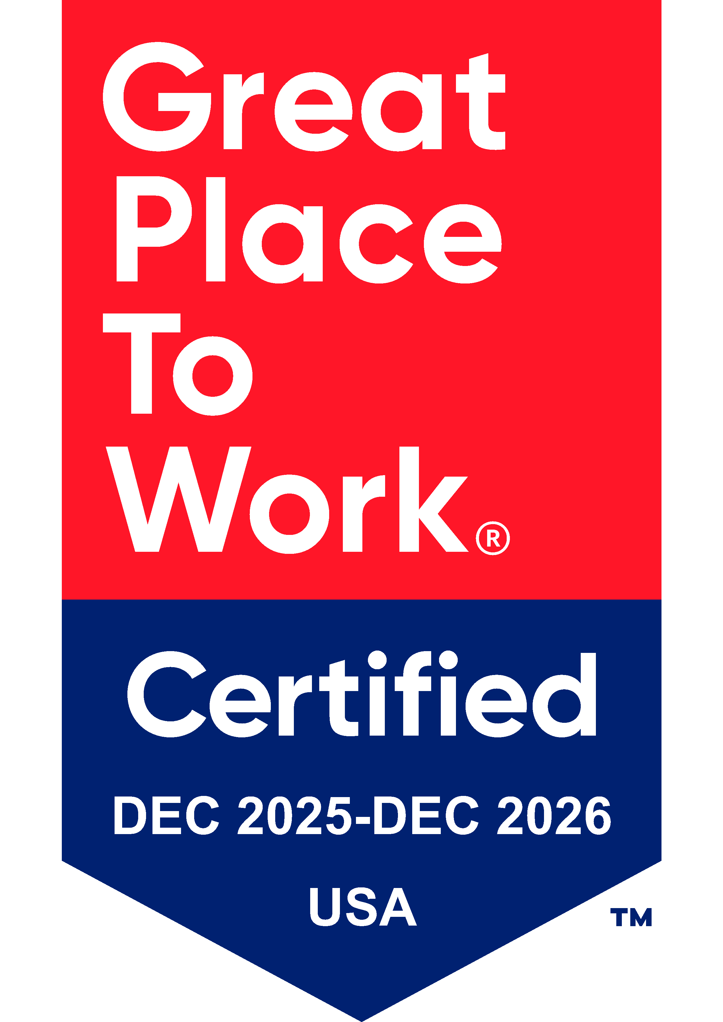Great Place to Work Certified DEC 2025–DEC 2026 USA