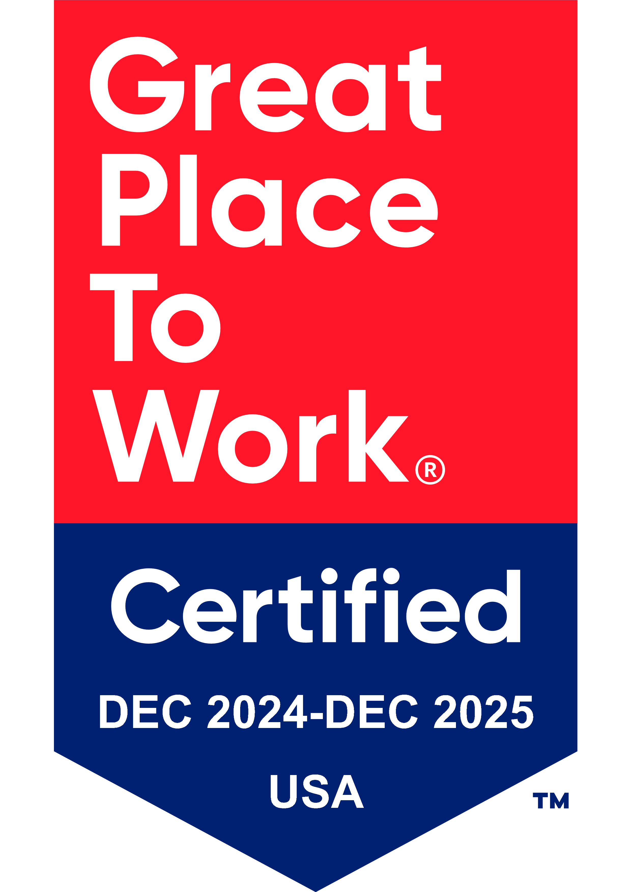 Great Place to Work Certified DEC 2024–DEC 2025 USA